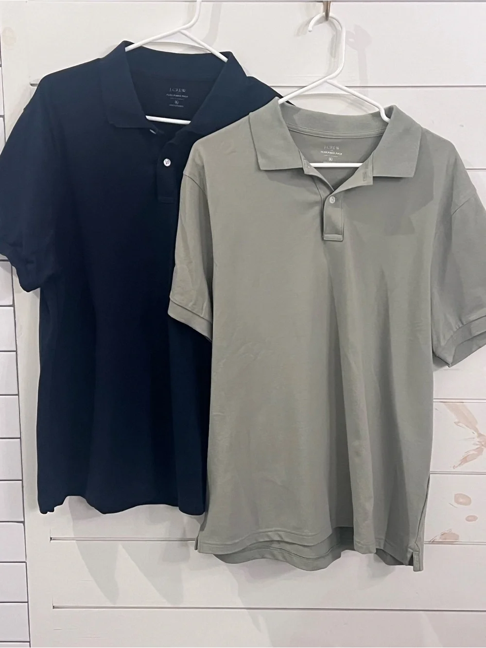 J. Crew Men’s Polo Pair — Navy and Sage- Flex Pique Polo XL Untucked